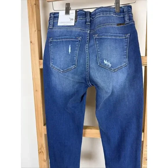 NWT Kancan Blue Distressed High-Rise Skinny Ankle Jeans Size 24 #0798 - Picture 6 of 7